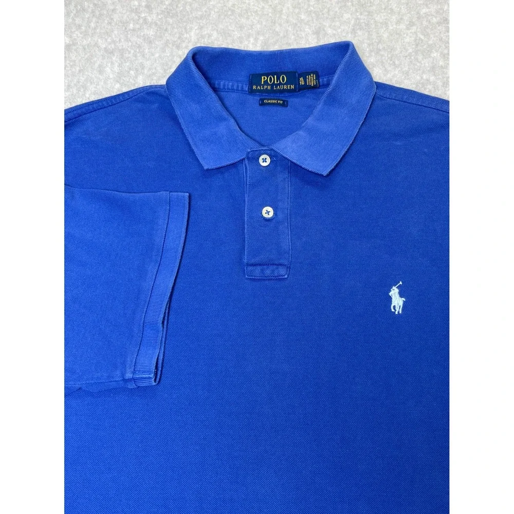 Polo Ralph Lauren Mens Classic Fit Royal Blue Mesh Cotton Polo Shirt XL